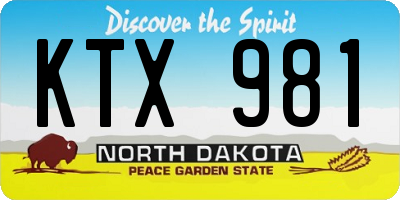 ND license plate KTX981