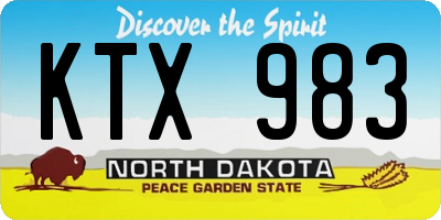 ND license plate KTX983