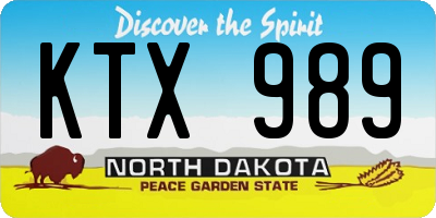 ND license plate KTX989