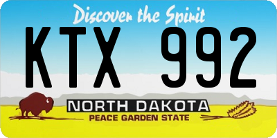ND license plate KTX992