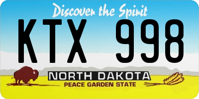 ND license plate KTX998