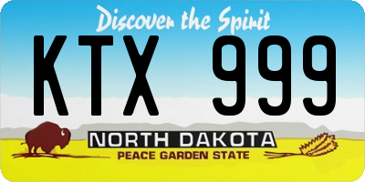 ND license plate KTX999