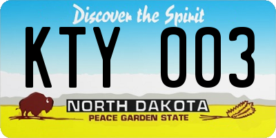 ND license plate KTY003