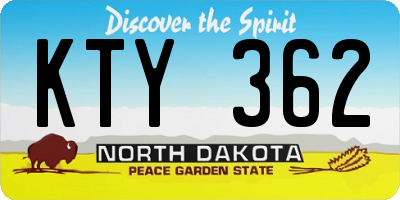 ND license plate KTY362