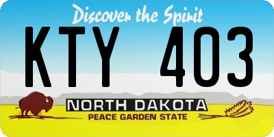 ND license plate KTY403