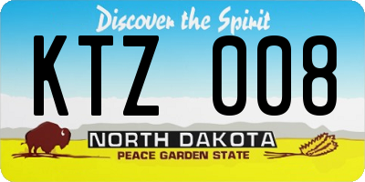 ND license plate KTZ008