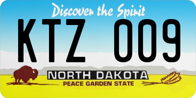 ND license plate KTZ009