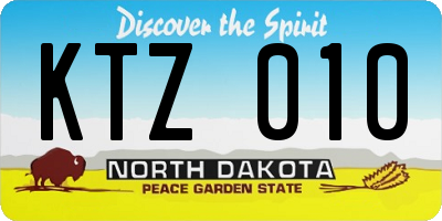 ND license plate KTZ010