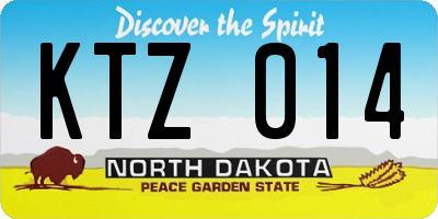 ND license plate KTZ014