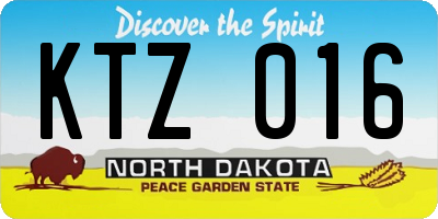 ND license plate KTZ016