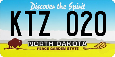 ND license plate KTZ020