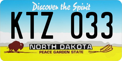 ND license plate KTZ033