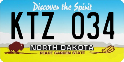 ND license plate KTZ034