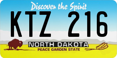 ND license plate KTZ216