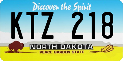 ND license plate KTZ218