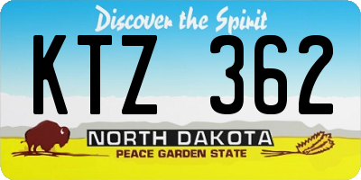 ND license plate KTZ362