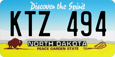 ND license plate KTZ494