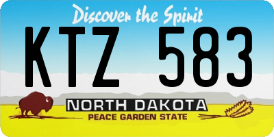 ND license plate KTZ583