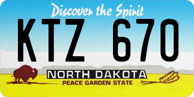 ND license plate KTZ670