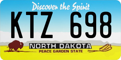 ND license plate KTZ698