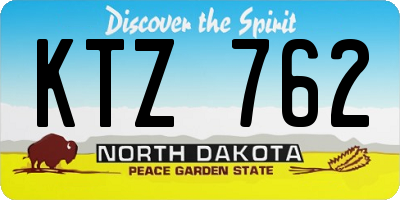 ND license plate KTZ762