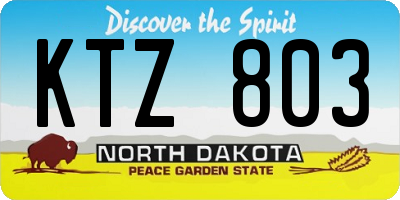 ND license plate KTZ803