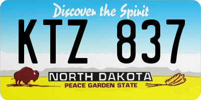ND license plate KTZ837