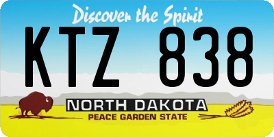 ND license plate KTZ838