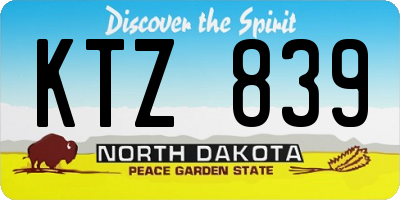 ND license plate KTZ839