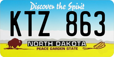 ND license plate KTZ863