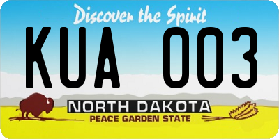 ND license plate KUA003