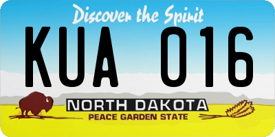 ND license plate KUA016