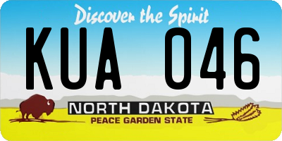 ND license plate KUA046