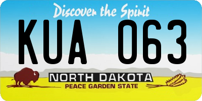 ND license plate KUA063