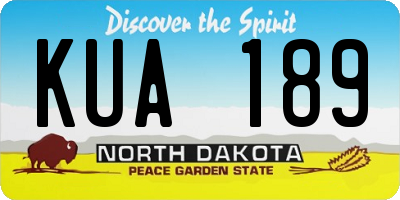 ND license plate KUA189