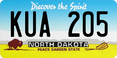 ND license plate KUA205