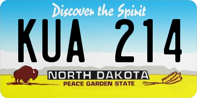 ND license plate KUA214