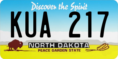 ND license plate KUA217