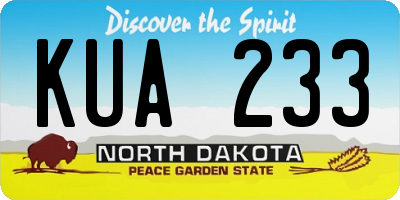 ND license plate KUA233