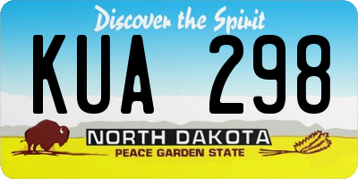 ND license plate KUA298