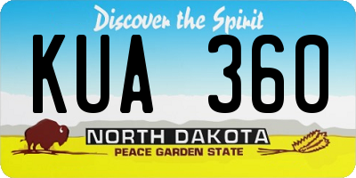 ND license plate KUA360