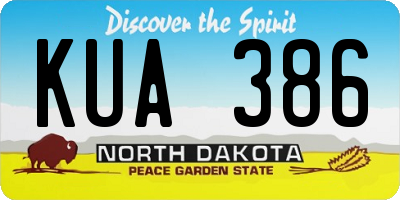 ND license plate KUA386