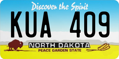 ND license plate KUA409