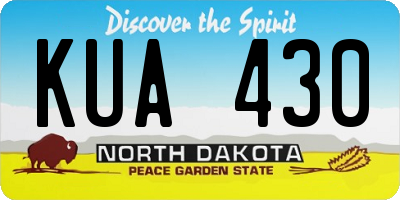 ND license plate KUA430