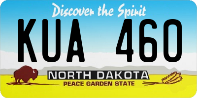 ND license plate KUA460