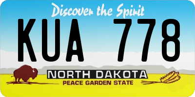 ND license plate KUA778