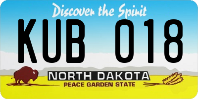ND license plate KUB018