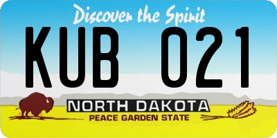 ND license plate KUB021
