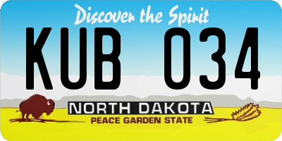 ND license plate KUB034