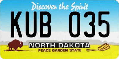 ND license plate KUB035